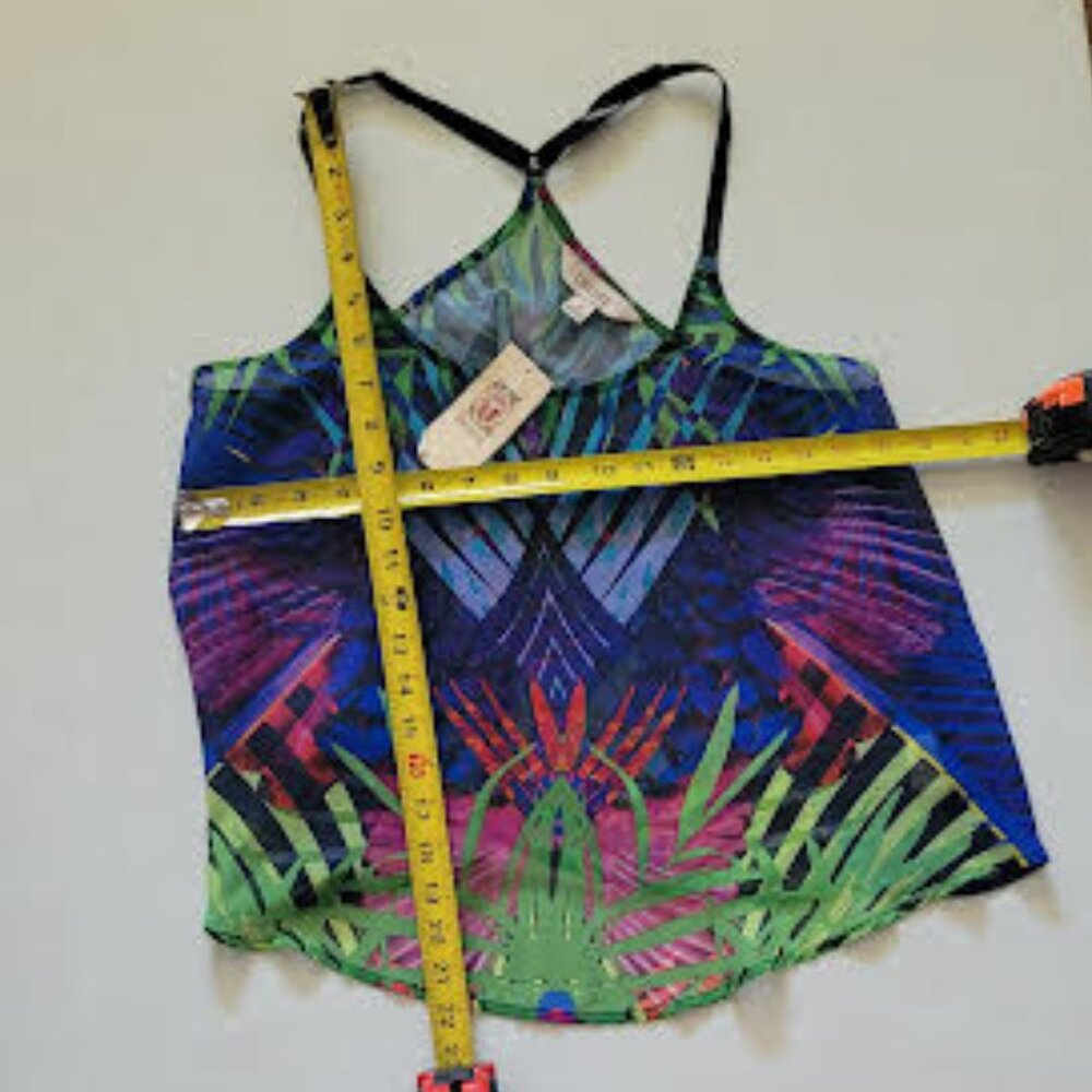 NWT Decree sheer vibrant colored adjustable strap tank top - Size Medium - Picture 3 of 8